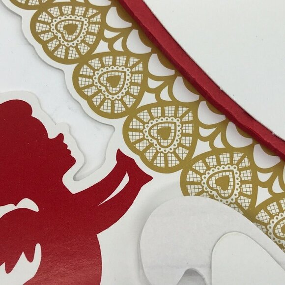 Vintage 80s Beistle Valentine Heart Cupid Art Tissue Honeycomb Centerpiece x 2 - Picture 7 of 12